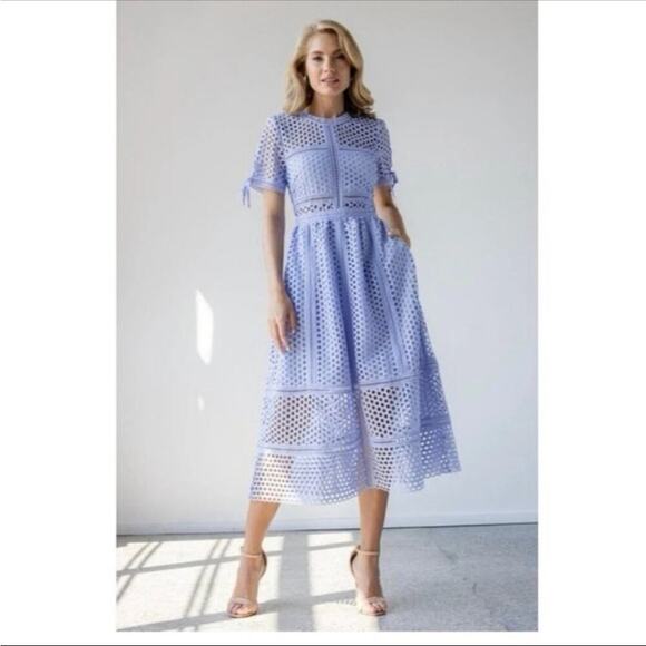 Self-Portrait Dresses & Skirts - Self Portrait Guipure Lace Midi Dress in Lilac Size 2 New With Tag